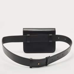 Pre Owned Burberry Black Leather TB Belt Bag