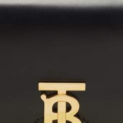 Pre Owned Burberry Black Leather TB Belt Bag