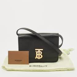 Pre Owned Burberry Black Leather Mini TB Shoulder Bag