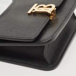 Pre Owned Burberry Black Leather Mini TB Shoulder Bag