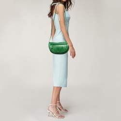 Pre Owned Burberry Two Tone Green Leather Small Olympia Shoulder Bag