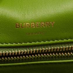 Pre Owned Burberry Two Tone Green Leather Small Olympia Shoulder Bag