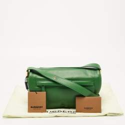 Pre Owned Burberry Two Tone Green Leather Small Olympia Shoulder Bag