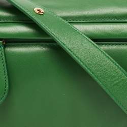 Pre Owned Burberry Two Tone Green Leather Small Olympia Shoulder Bag