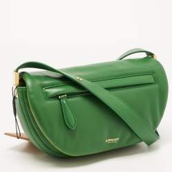 Pre Owned Burberry Two Tone Green Leather Small Olympia Shoulder Bag