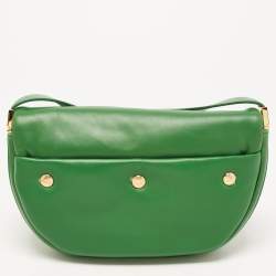 Pre Owned Burberry Two Tone Green Leather Small Olympia Shoulder Bag