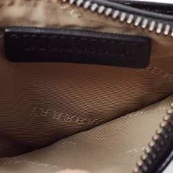 مملوكة مسبقًا Burberry Black/Beige PVC Nova Check and Patent Leather Zip Coin Purse