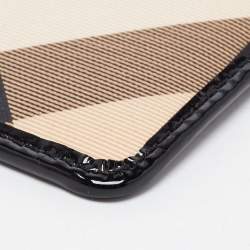 مملوكة مسبقًا Burberry Black/Beige PVC Nova Check and Patent Leather Zip Coin Purse