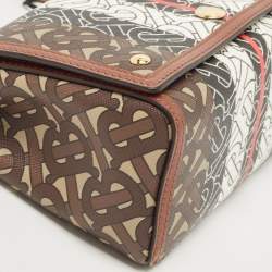 Pre Owned Burberry Brown TB Monogram Coated Canvas and Leather Hackberry Crossbody Bag