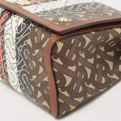 Pre Owned Burberry Brown TB Monogram Coated Canvas and Leather Hackberry Crossbody Bag