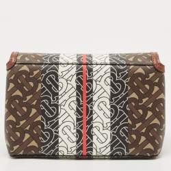 Pre Owned Burberry Brown TB Monogram Coated Canvas and Leather Hackberry Crossbody Bag