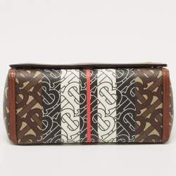 Pre Owned Burberry Brown TB Monogram Coated Canvas and Leather Hackberry Crossbody Bag