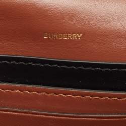 Pre Owned Burberry Brown TB Monogram Coated Canvas and Leather Hackberry Crossbody Bag