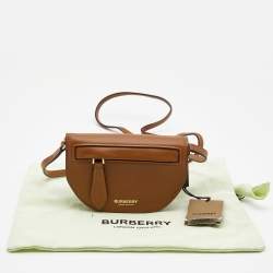 Pre Owned Burberry Brown Leather Micro Olympia Crossbody Bag