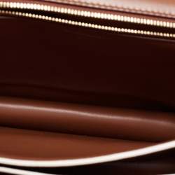 Pre Owned Burberry Brown/White Suede and Leather Medium TB Shoulder Bag