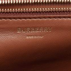 Pre Owned Burberry Brown/White Suede and Leather Medium TB Shoulder Bag