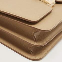 Pre Owned Burberry Beige Grain Leather Medium TB Shoulder Bag