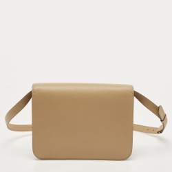 Pre Owned Burberry Beige Grain Leather Medium TB Shoulder Bag