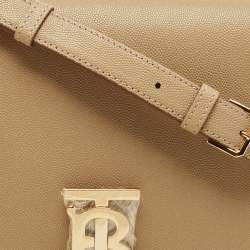 Pre Owned Burberry Beige Grain Leather Medium TB Shoulder Bag