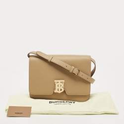 Pre Owned Burberry Beige Grain Leather Medium TB Shoulder Bag