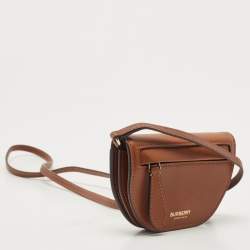 Pre Owned Burberry Brown Micro Olympia Crossbody Card Case