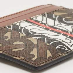 Pre Owned Burberry Brown Bridle Monogram Coated Canvas and Leather Sandon Card Holder 