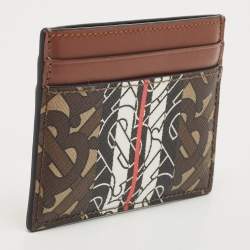 Pre Owned Burberry Brown Bridle Monogram Coated Canvas and Leather Sandon Card Holder 
