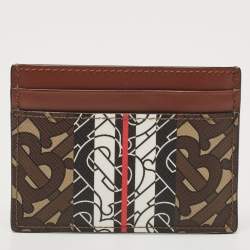 Burberry Brown Bridle Monogram Coated Canvas and Leather Sandon Card Holder Burberry TLC