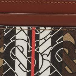 Pre Owned Burberry Brown Bridle Monogram Coated Canvas and Leather Sandon Card Holder 