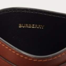Pre Owned Burberry Brown Bridle Monogram Coated Canvas and Leather Sandon Card Holder 