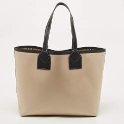 Pre Owned Burberry Beige Fabric Large London Tote