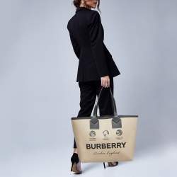 Pre Owned Burberry Beige Fabric Large London Tote