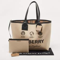 Pre Owned Burberry Beige Fabric Large London Tote