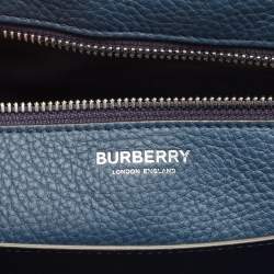 Pre Owned Burberry Blue Leather Large Pocket Messenger Bag