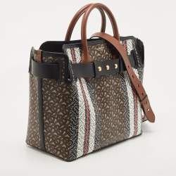 مملوكة مسبقًا Burberry Black/Brown TB Monogram Coated Canvas and Leather Medium Belt Bag