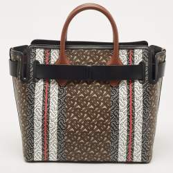 مملوكة مسبقًا Burberry Black/Brown TB Monogram Coated Canvas and Leather Medium Belt Bag