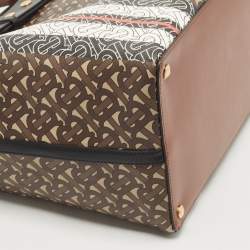 مملوكة مسبقًا Burberry Black/Brown TB Monogram Coated Canvas and Leather Medium Belt Bag