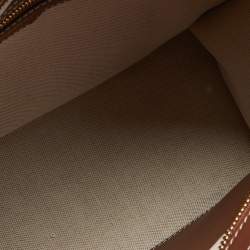 Pre Owned Burberry Brown/Beige Canvas and Leather Small Pocket Tote