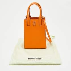 Pre Owned Burberry Orange Leather TB Phone Tote
