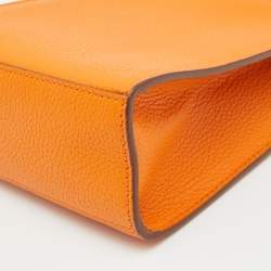 Pre Owned Burberry Orange Leather TB Phone Tote