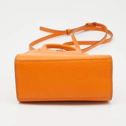 Pre Owned Burberry Orange Leather TB Phone Tote