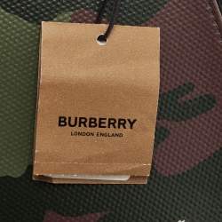 مملوكة مسبقًا Burberry Green Camouflage Print Coated Canvas and Leather Crossbody Bag