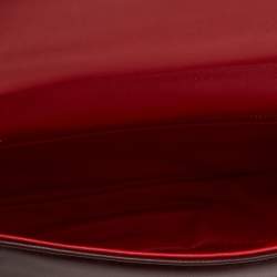 Pre Owned Burberry Maroon Leather Small Olympia Shoulder Bag