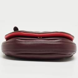 Pre Owned Burberry Maroon Leather Small Olympia Shoulder Bag