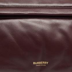 Pre Owned Burberry Maroon Leather Small Olympia Shoulder Bag