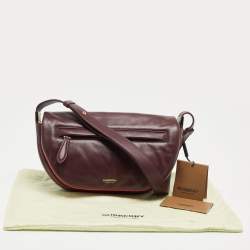 Pre Owned Burberry Maroon Leather Small Olympia Shoulder Bag