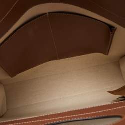 Pre Owned Burberry Malt Brown/Natural Canvas and Leather Medium Pocket Bag