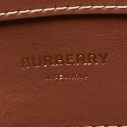 Pre Owned Burberry Malt Brown/Natural Canvas and Leather Medium Pocket Bag
