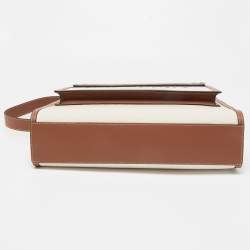 Pre Owned Burberry Malt Brown/Natural Canvas and Leather Medium Pocket Bag