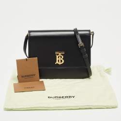 Pre Owned Burberry Black Leather Mini TB Flap Crossbody Bag